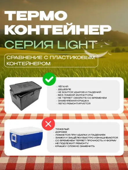 Термоконтейнер TERMOBOX Облегченный Light, 14 л, 400х300х220 мм, 30кг/м3