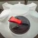 Емкость ЦКТ 3000 л с патрубком 160мм с фланцем под плотность до 1,2 г/см3 белая в обрешетке с лестницей