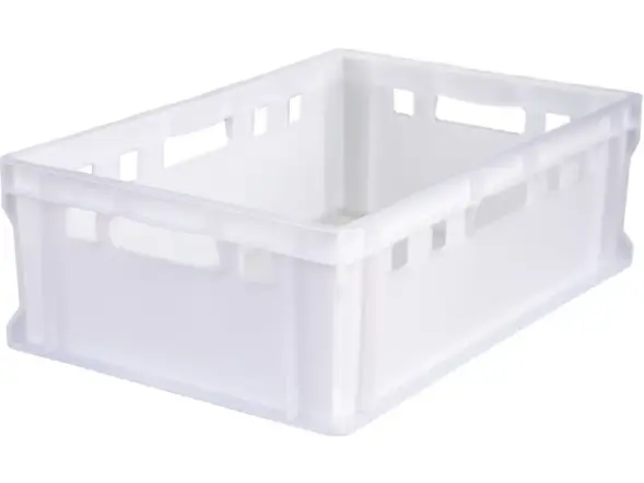 Ящик пластиковый мясной сплошной Е2 (евроформат), 600х400х200 мм, 42 л, белый [207-P]