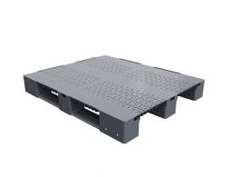 Паллет (поддон) пластиковый усиленный перфорированный на 3-х полозьях, 1200х1000х150 мм, серый [02.114.91.PEF.T20X]