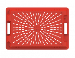 Ящик пластиковый пищевой конусный перфорированный, 600х400х200 мм, красный [12.433.99.PE.R]