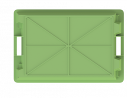 Ящик пластиковый универсальный пищевой конусный сплошной, 600х400х200 мм, зеленый [12.433F.71.PE.R]