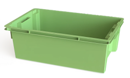 Ящик пластиковый универсальный пищевой конусный сплошной, 600х400х200 мм, зеленый [12.433F.71.PE.R]