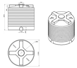 Емкость вертикальная 6000л синяя