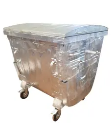 Евроконтейнер ПМК оцинкованный 1100 литров с плоской металлической крышкой