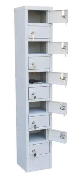 Шкаф для хранения мобильных телефонов на 10 ячеек 1140x200x200 мм Серый