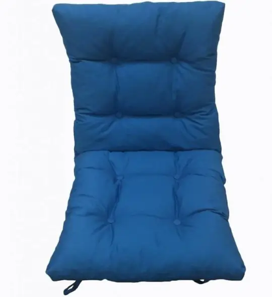 Матрас для скамеек из хлопка с пуговицами Синий (П)