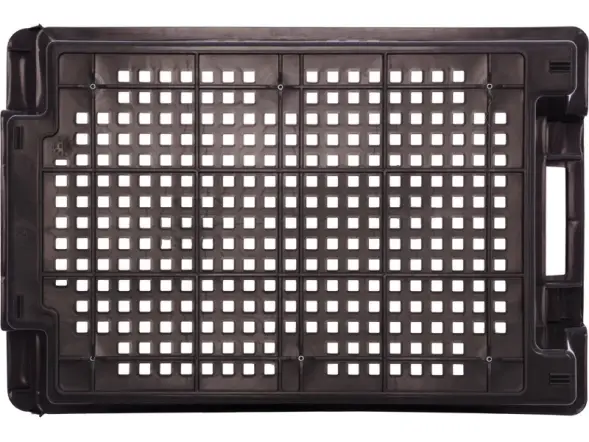 Ящик пластиковый перфорированный, 600x400x200 мм, 48 л, черный [102]