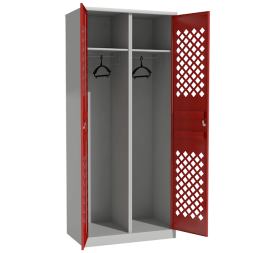 Цветной шкаф для раздевалки двухсекционный с перфорированными дверцами [13108]