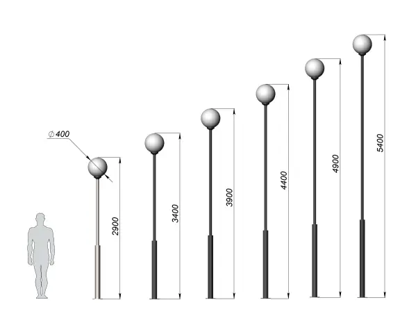 Стальной фонарный столб Т-02 со светильником 4,9 м