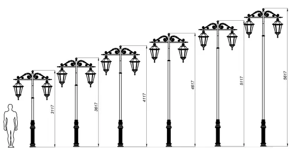 Фонарный столб А-02-2 со светильниками 4,617 м