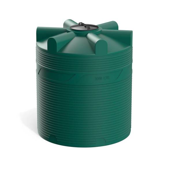 Емкость (резервуар) пластиковая вертикальная с крышкой, 3000 л, черный [TV3000S1]