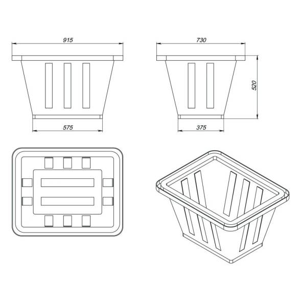 Ванна пластиковая пищевая с крышкой К, 200 л, HDPE, синий [121207.0200.601.002]