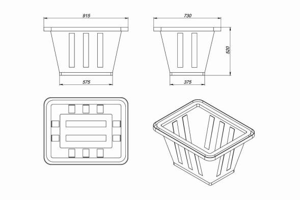 Ванна пластиковая пищевая К, 200 л, HDPE, зеленый [013.0000.401.000]