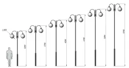 Стальной фонарный столб Т-05-2 со светильником 4,76 м