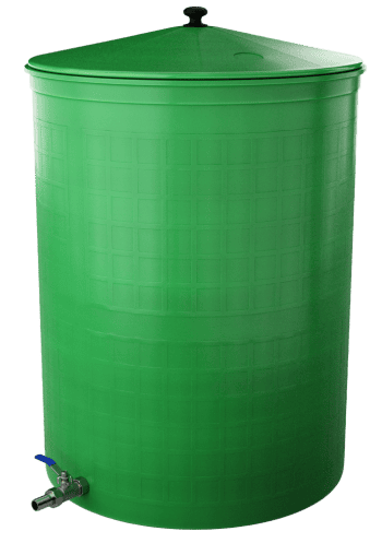 Бочка пластиковая садовая с краном 3/4" из латуни для дождевой воды и полива, 300л, зеленый [333]