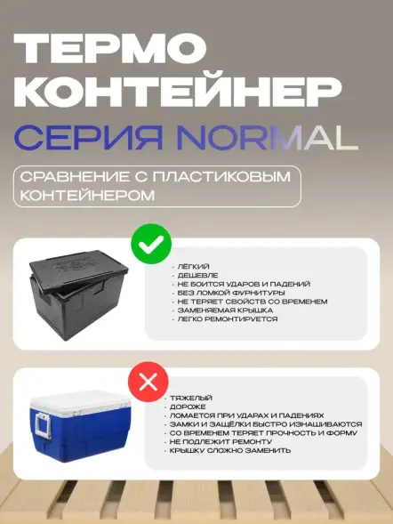 Термоконтейнер TERMOBOX Бытовой Normal, 84 л, 800х600х320 мм, 40кг/м3