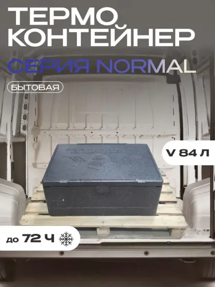 Термоконтейнер TERMOBOX Бытовой Normal, 84 л, 800х600х320 мм, 40кг/м3