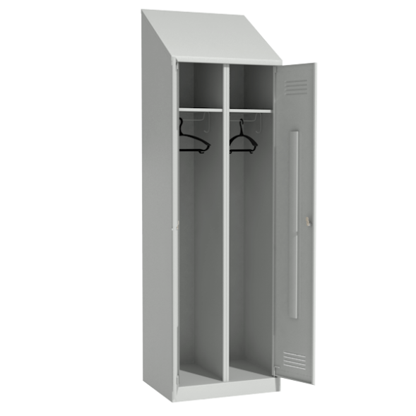 Шкаф в раздевалку двухстворчатый с наклонной крышей [13014]