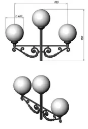 Фонарный столб А-12-3 со светильниками 4,631 м