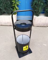 Урна для улицы переносная 15л черная, с ручкой