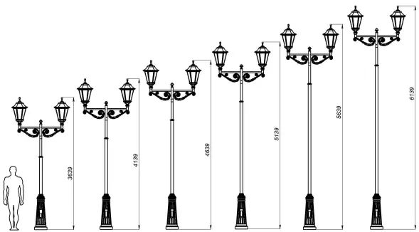 Фонарный столб Л-06-2 со светильниками 3,639 м