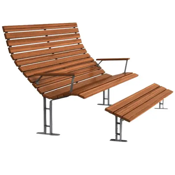 Скамейка стальная «Лакус» 2,0 м (с подставкой для ног)