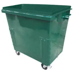 Металлический контейнер Waste Box 0,8 куб. м радиусный угол без крышки на колесах Зеленый