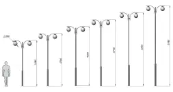 Стальной фонарный столб Т-15-2 со светильником 4,76 м