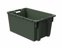 Ящик пластиковый поворотно-вкладываемый с зацепами для пакетов, 600х400х300 мм, зеленый [12.480.70 (KD6430.2)]