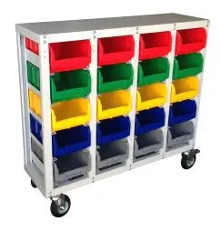 Стеллаж с направляющими мобильный, односторонний, Стелла-техник V3-20-125-И 20 ячеек, грузоподъемность 350кг