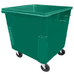 Металлический контейнер Waste Box 1,1 куб. м без крышки на колесах Зеленый
