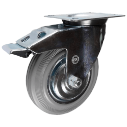 Аппаратное колесо (поворотное крепление с тормозом) 200 мм [10124]