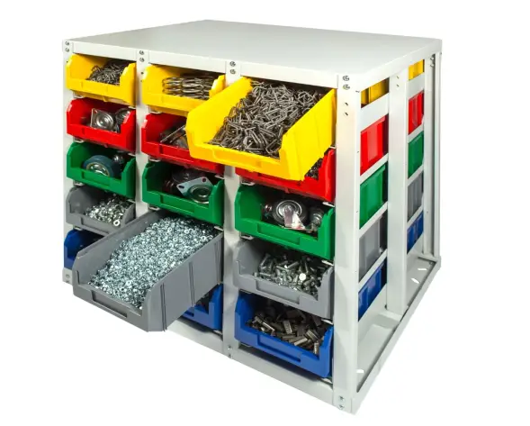 Стеллаж с направляющими мобильный, двусторонний, Стелла-техник V3-30-150-И 30 ячеек, грузоподъемность 400кг