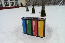 Урна для раздельного сбора мусора ПА044 Цвет: черный 9005, с наклейками