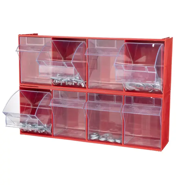 Короб откидной Стелла-техник F-600-4 , 600х178х206мм, 4 ячейки, красный, прозрачный
