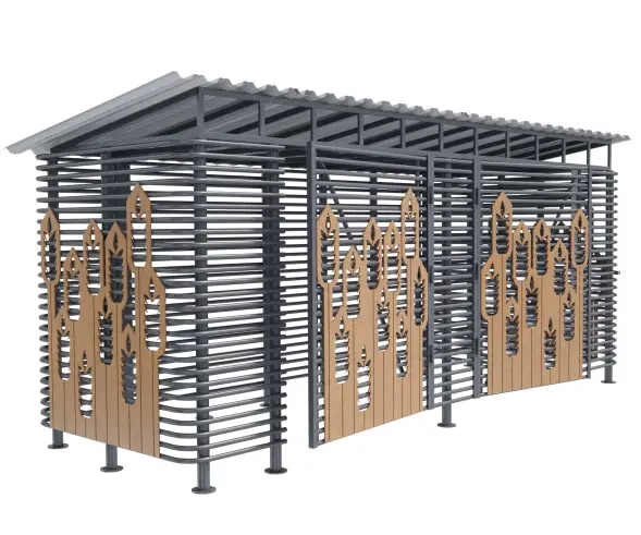Контейнерная площадка для ТБО «МАФ - 5» (с хозблоком) 8,5 м (5 контейнеров)