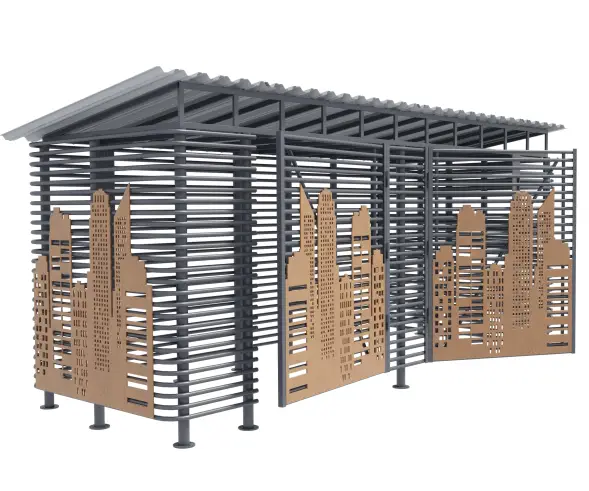 Контейнерная площадка для ТБО «МАФ - 5» (с хозблоком) 8,5 м (5 контейнеров)