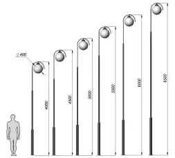 Стальной фонарный столб Т-23 со светильником 5,0 м