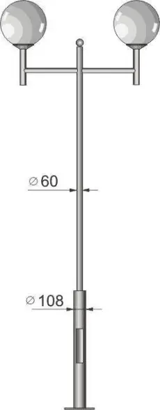 Стальной фонарный столб Т-30-2 со светильниками 4,961 м