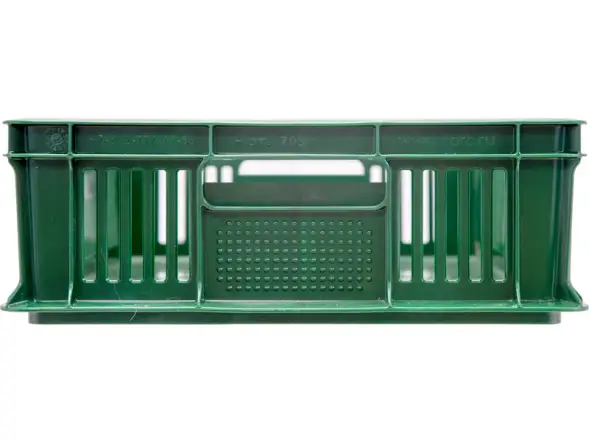 Ящик пластиковый перфорированный, 600x400x140 мм, 27 л, зеленый [705.01.03]