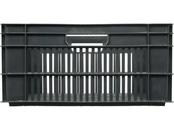 Ящик пластиковый перфорированный, 600x400x190 мм, 48 л, черный [106]