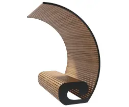 Скамейка стальная с навесом «Волна Вуд»