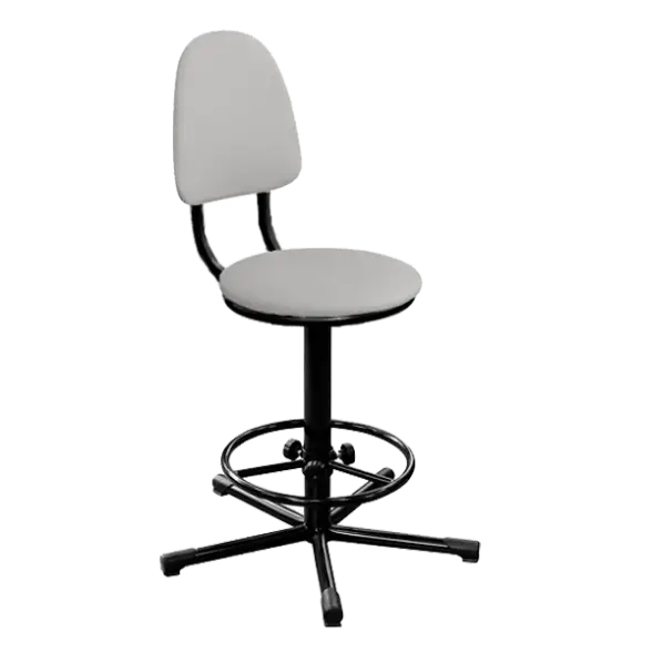 Кресло на винтовой опоре белое КР02 каркас черный [10639]