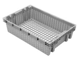 Ящик (евролоток) пластиковый с перфорацией, 600х400х152 мм, серый [600400152-03]