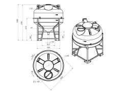 Емкость ЦКТ 3000 л с патрубком 90мм с фланцем белая в обрешетке