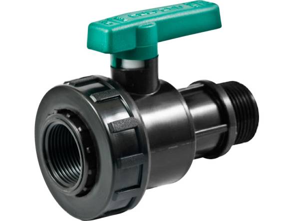 Кран шаровый пластиковый с внешней резьбой, 1 дюйм, черный [КШ 1]