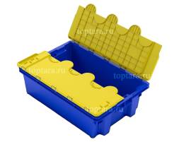 Пластиковый ящик 600х400х200 конусный сплошной с крышкой