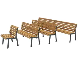 Скамейка стальная «Модерн» без подлокотников 3,0 м (3 опоры)