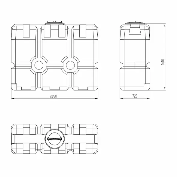 Емкость прямоугольная 2000л вертикальная